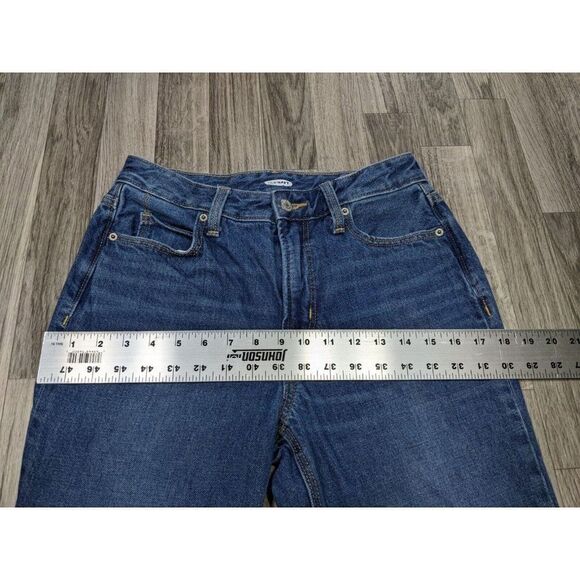 (3/$35) Old Navy Size 0 Pockets Whiskered Straight Leg Cropped Denim Blue Jeans - Picture 7 of 10